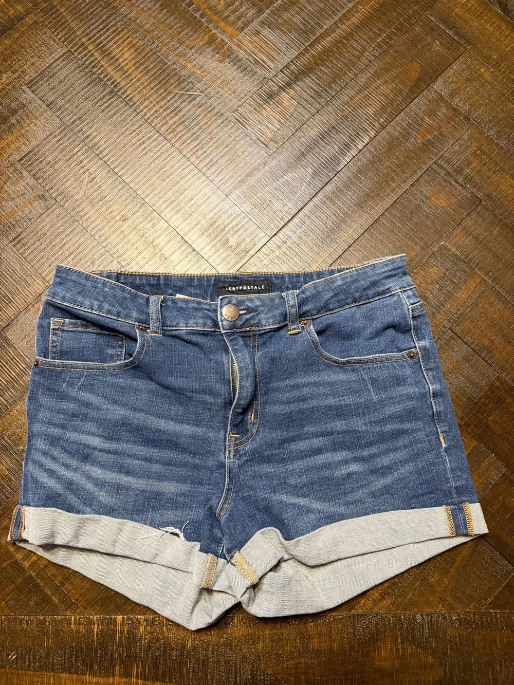 Aeropostale Dark Blue Rolled Cuff Denim Shorts